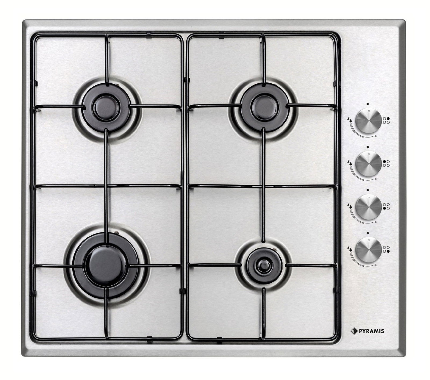 Plita gaz Pyramis PG60V 4G40 4002, Inox, gratare emailate, 58x51 cm - EpicHome.ro