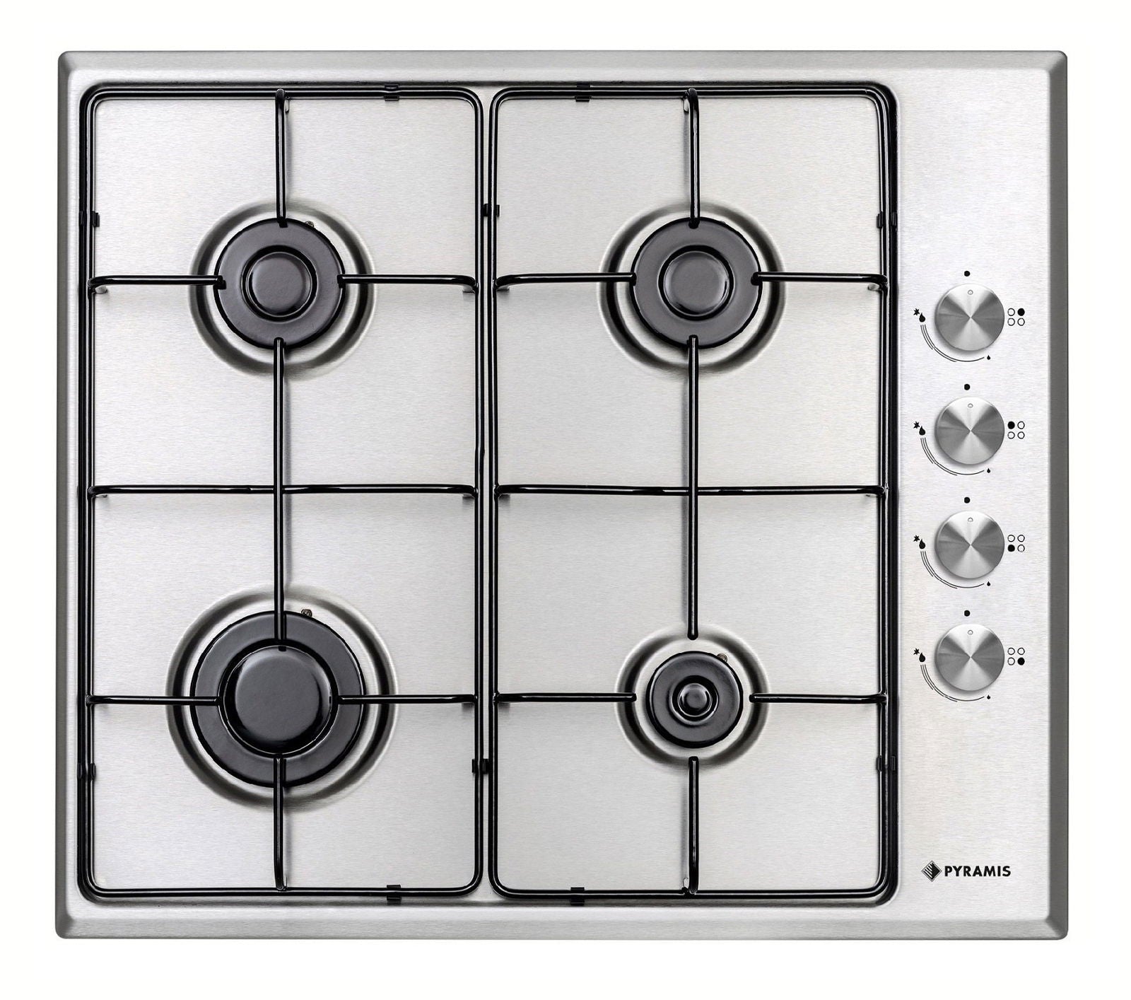 Plita gaz Pyramis PG60V 4G40 4002, Inox, gratare emailate, 58x51 cm - EpicHome.ro