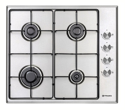Plita gaz Pyramis PG60V 4G40 4002, Inox, gratare emailate, 58x51 cm - EpicHome.ro