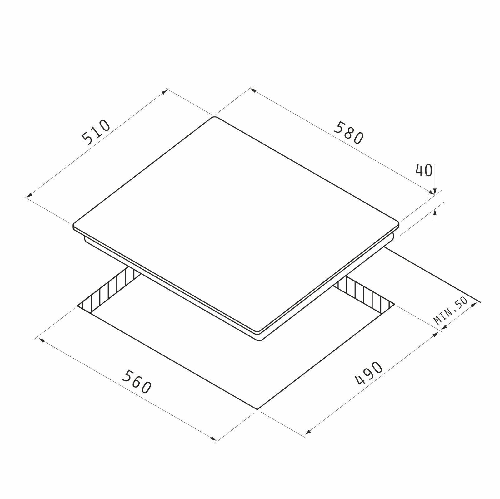 Plita gaz Pyramis PG60V 4G40 4002, Inox, gratare emailate, 58x51 cm - EpicHome.ro