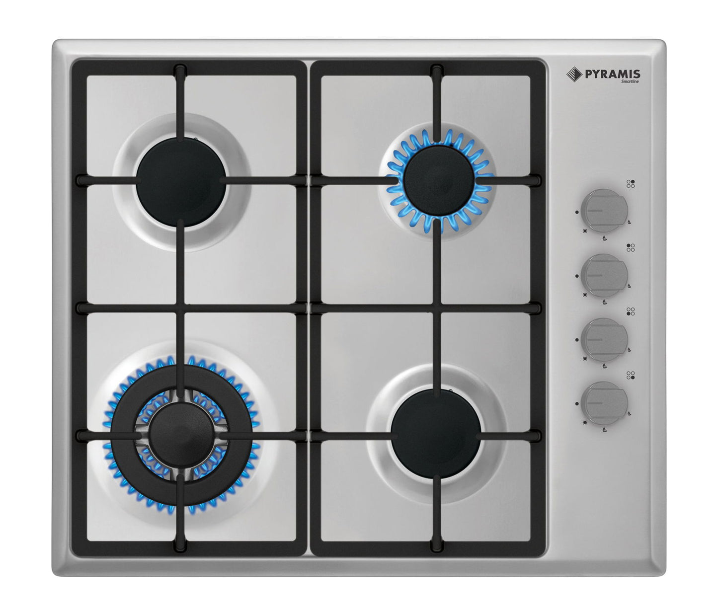 Plita gaz Pyramis Smartline SH 760, Inox, Wok, Gratare fonta, 59x52 cm - EpicHome.ro