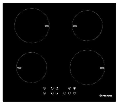 Plita inductie Pyramis 58IND910 Black Glass, 4 zone de gatit, Booster, 9 trepte de putere, 58x51 cm - EpicHome.ro