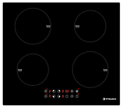 Plita inductie Pyramis 58IND910 Black Glass, 4 zone de gatit, Booster, 9 trepte de putere, 58x51 cm - EpicHome.ro