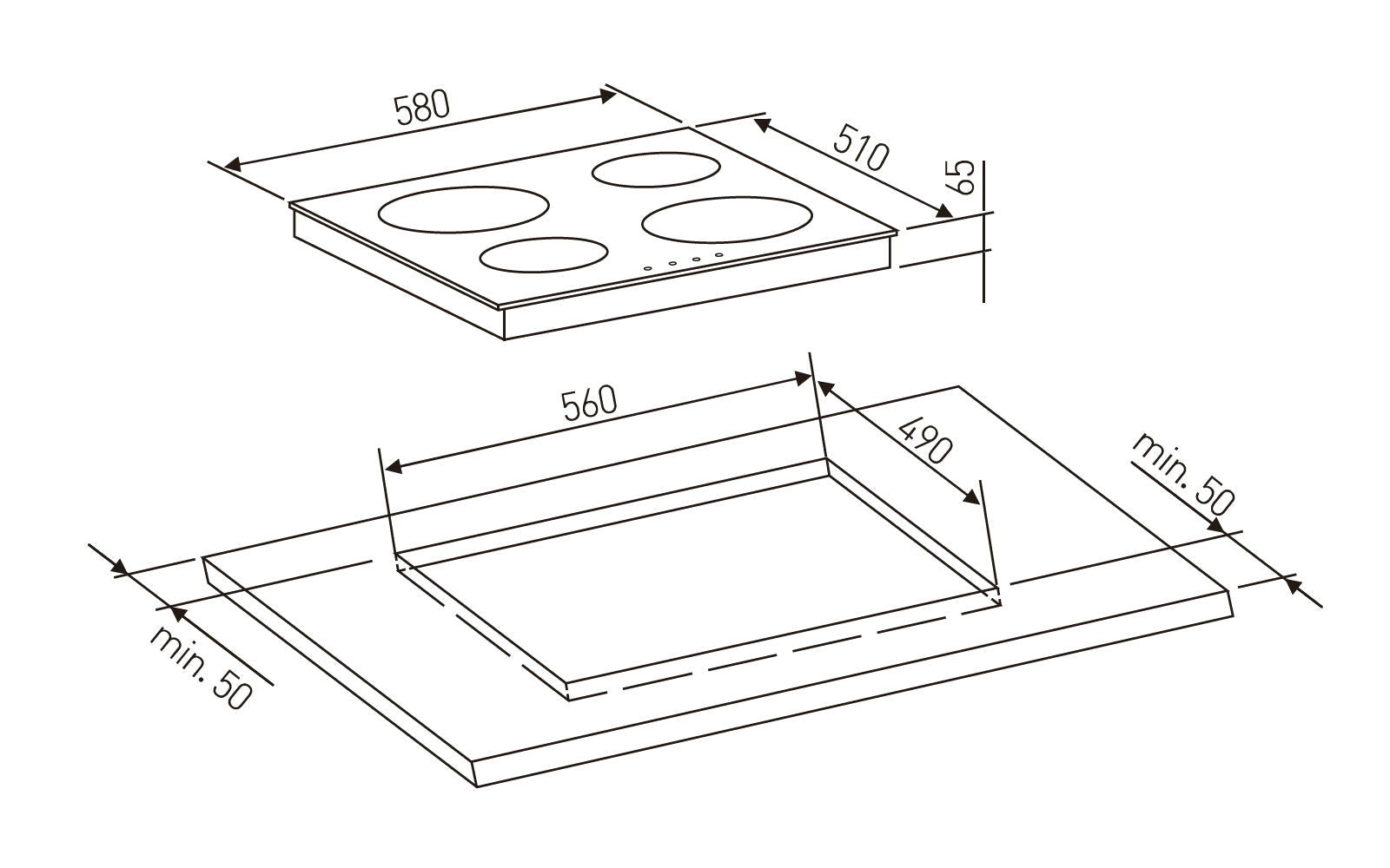 Plita inductie Pyramis 58IND910 Black Glass, 4 zone de gatit, Booster, 9 trepte de putere, 58x51 cm - EpicHome.ro