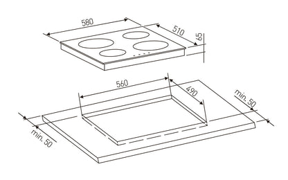 Plita inductie Pyramis 58IND910 Black Glass, 4 zone de gatit, Booster, 9 trepte de putere, 58x51 cm - EpicHome.ro