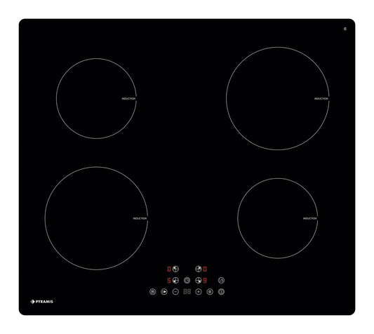 Plita inductie Pyramis 58IND920 Black Glass, 4 zone de gatit, Booster, 9 trepte de putere, 58x51 cm - EpicHome.ro