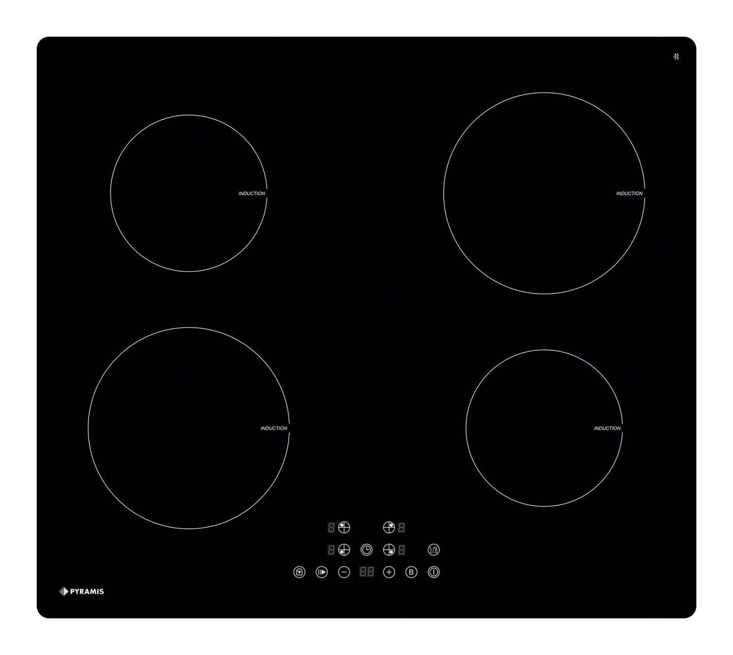 Plita inductie Pyramis 58IND920 Black Glass, 4 zone de gatit, Booster, 9 trepte de putere, 58x51 cm - EpicHome.ro
