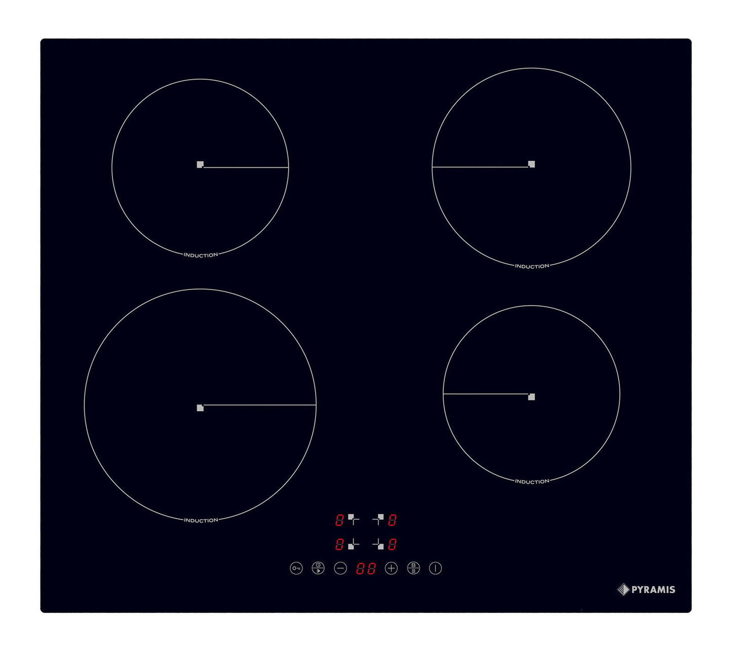 Plita inductie Pyramis PHI62430FMB Black Glass, 4 zone de gatit, Power Management, 9 trepte de putere, 59x52 cm - EpicHome.ro