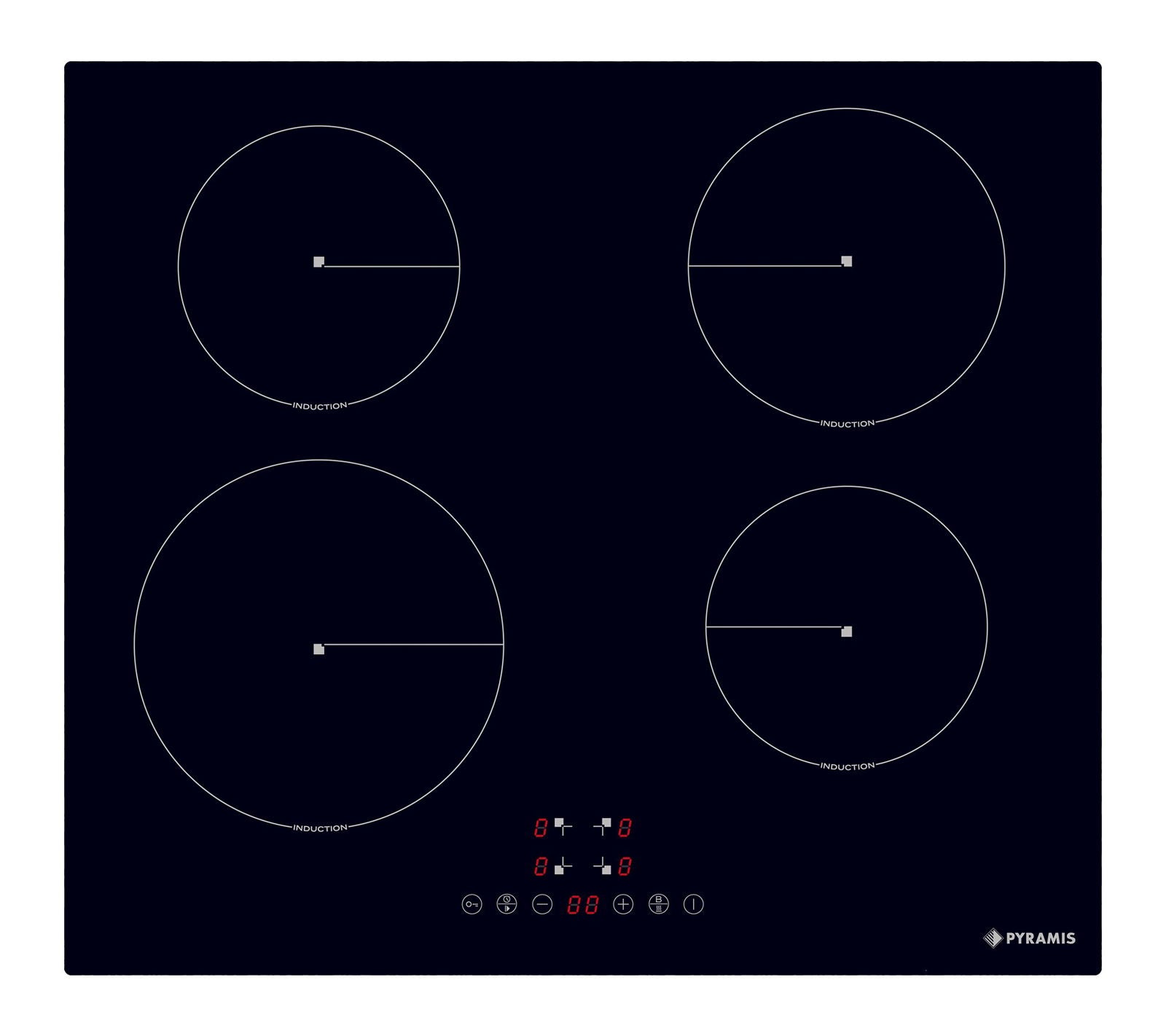Plita inductie Pyramis PHI62430FMB Black Glass, 4 zone de gatit, Power Management, 9 trepte de putere, 59x52 cm - EpicHome.ro