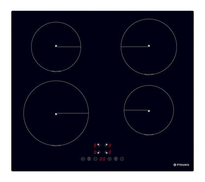Plita inductie Pyramis PHI62430FMB Black Glass, 4 zone de gatit, Power Management, 9 trepte de putere, 59x52 cm - EpicHome.ro
