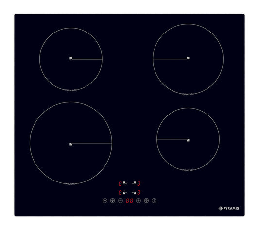 Plita inductie Pyramis PHI62430FMB Black Glass, 4 zone de gatit, Power Management, 9 trepte de putere, 59x52 cm - EpicHome.ro