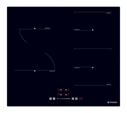 Plita inductie Pyramis PHI62432FMB Slider Touch Control, 4 zone de gatit, 1 zona Bridge, 9 trepte de putere, 59x52 cm - EpicHome.ro