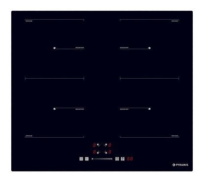 Plita inductie Pyramis PHI63432FMB Slider Touch Control, 4 zone de gatit, 2 zone Bridge, 9 trepte de putere, 59x52 cm - EpicHome.ro