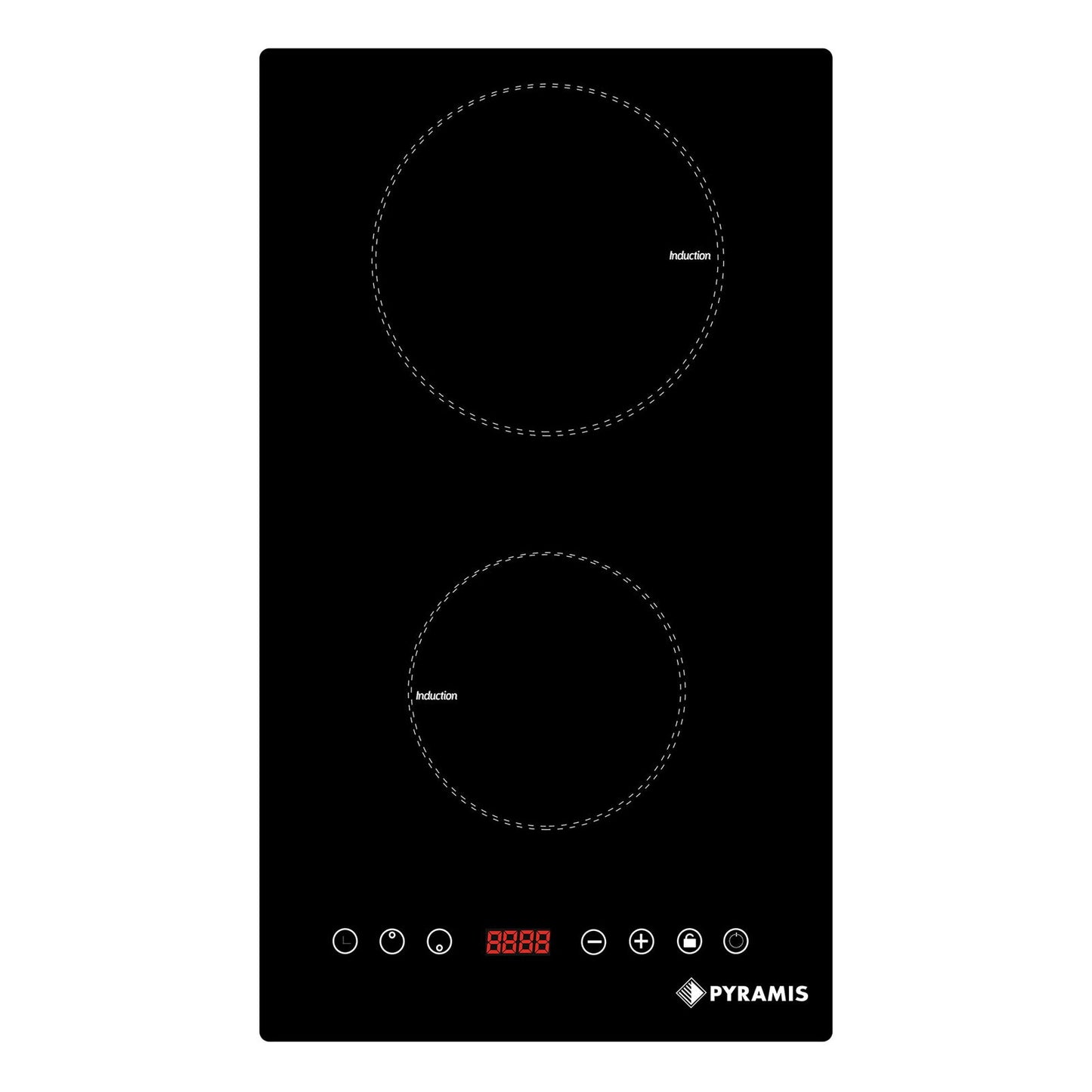 Plita inductie domino Pyramis 29IND410 Black Glass, 2 zone de gatit, 9 trepte de putere, 29x51 cm - EpicHome.ro