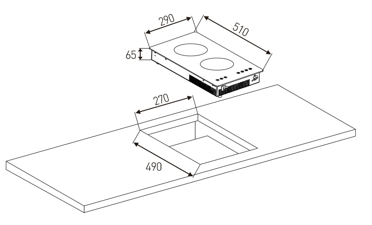 Plita inductie domino Pyramis 29IND410 Black Glass, 2 zone de gatit, 9 trepte de putere, 29x51 cm - EpicHome.ro