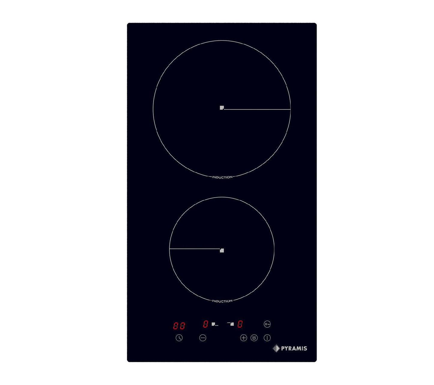 Plita inductie domino Pyramis PHI32230FMB Black Glass, 2 zone de gatit, Booster, 9 trepte de putere, 29x52 cm - EpicHome.ro