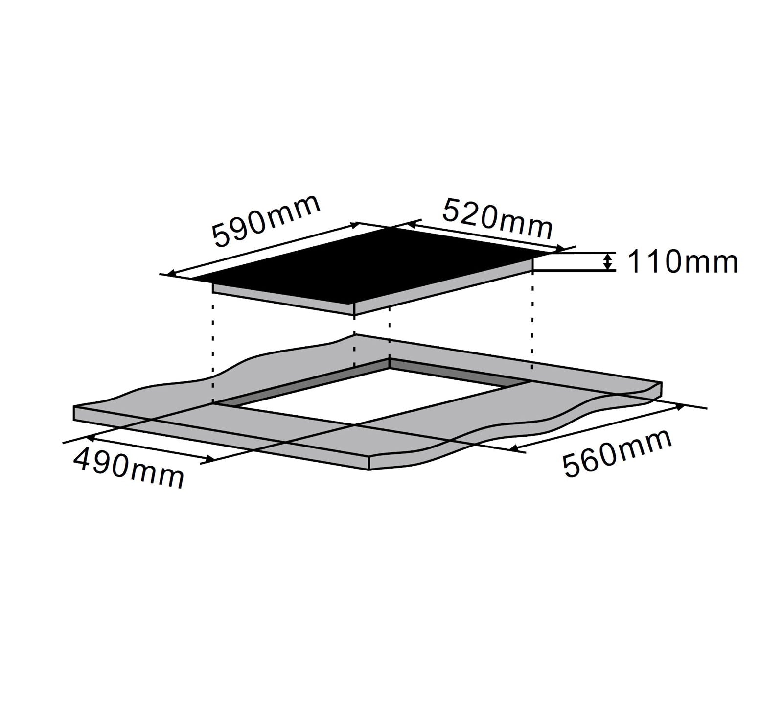 Plita mixta Pyramis 2+2 Gaz & Inductie, sticla neagra, 9 trepte de putere, 59x52 cm - EpicHome.ro