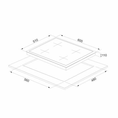 Plita pe gaz Pyramis 2120 White Glass, gratare individuale fonta, 60x51 cm - EpicHome.ro