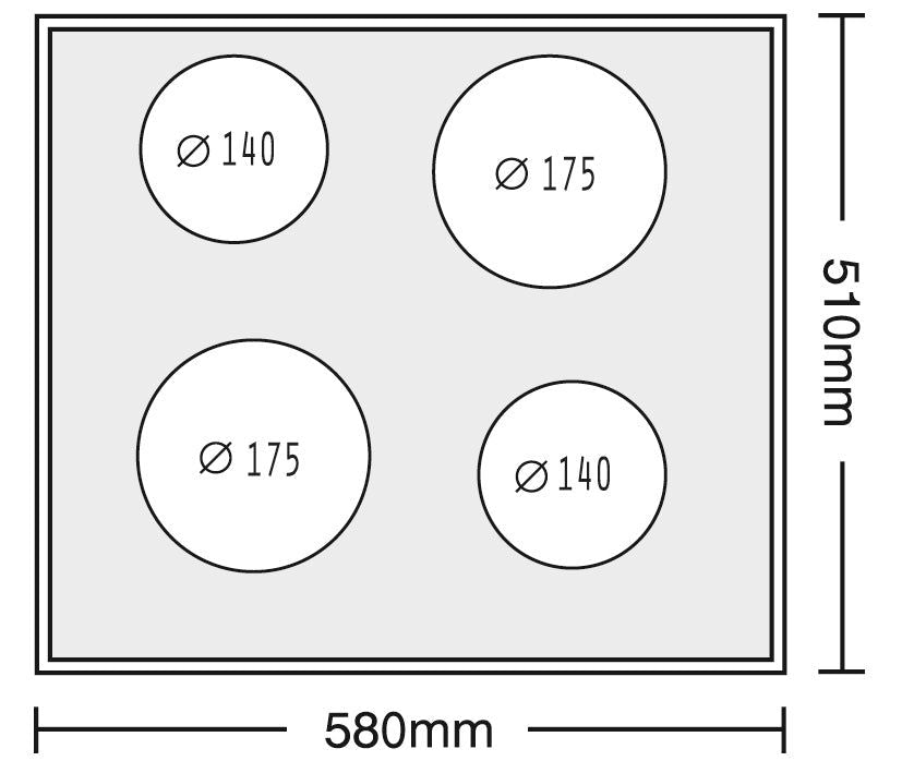 Plita vitroceramica Pyramis Ecoline 60BCBC, 2 zone de gatit, 9 trepte de putere, 58x51 cm - EpicHome.ro