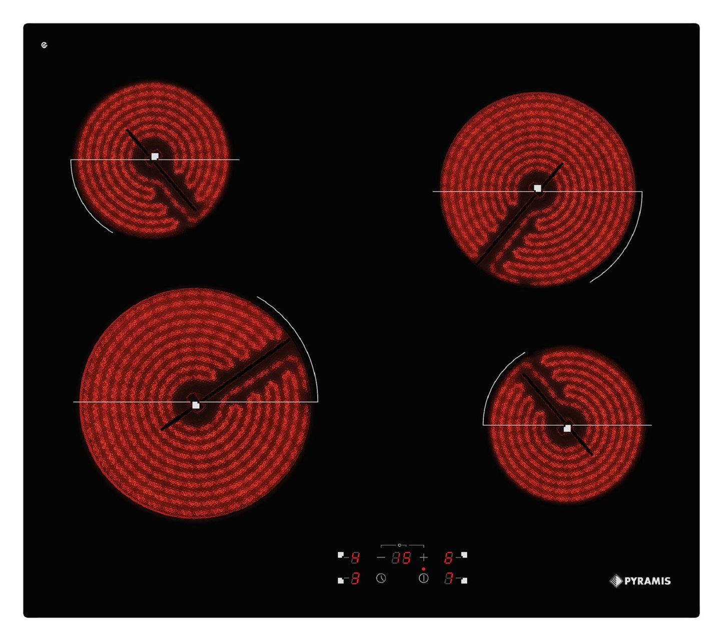 Plita vitroceramica Pyramis PHC61430FMB Black Glass, 4 zone de gatit, 9 trepte de putere, 58x51 cm - EpicHome.ro