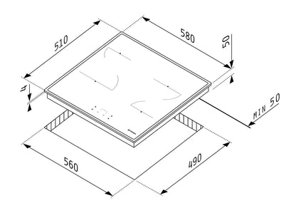 Plita vitroceramica Pyramis PHC61631BFB Black Glass, 6 zone de gatit, 9 trepte de putere, 58x51 cm - EpicHome.ro