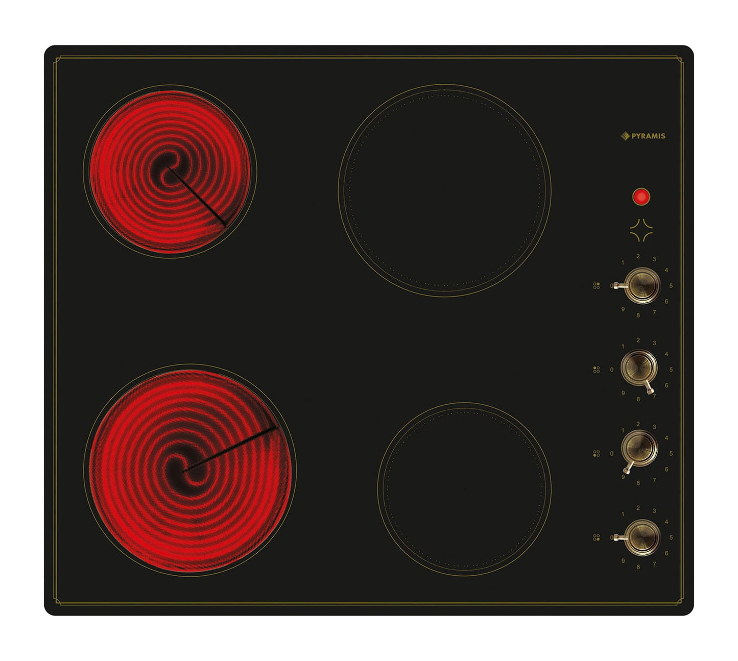 Plita vitroceramica Pyramis Retro VINTAGE Knobs, 4 zone de gatit, 9 trepte de putere, 58x51 cm - EpicHome.ro