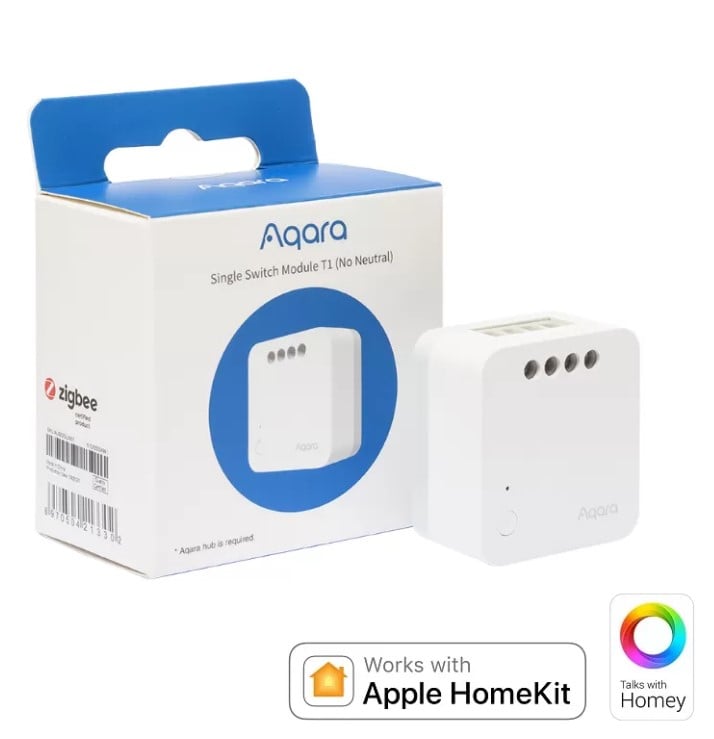 Releu inteligent Aqara Single Switch Module T1, 1 canal, FARA NUL, 10A, Zigbee - EpicHome