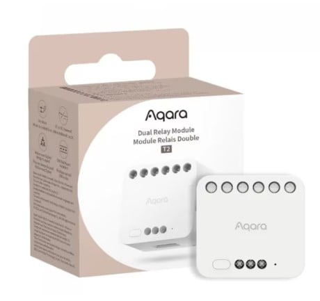 Releu inteligent cu 2 canale Aqara Dual Relay Module T2, Zigbee, monitorizare consum, dry contact - EpicHome