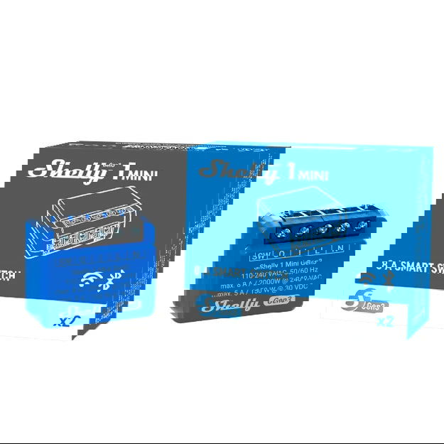 Releu smart Shelly Plus 1 Mini GEN3, 1 canal, 8A, contact uscat (dry contact) - EpicHome.ro