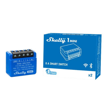 Releu smart Shelly Plus 1 Mini GEN3, 1 canal, 8A, contact uscat (dry contact) - EpicHome.ro