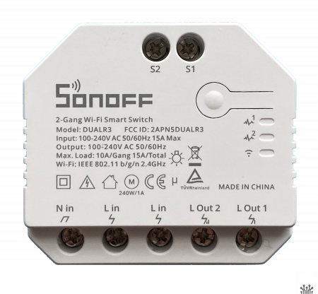 Releu smart Sonoff Dual R3, Wireless, 2 canale, Alb - EpicHome.ro