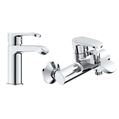 Set baterii baie Pyramis Smartline SALT, lavoar, cada si dus, alama (bronz), finisaj cromat, cartus cu disc ceramic - EpicHome.ro