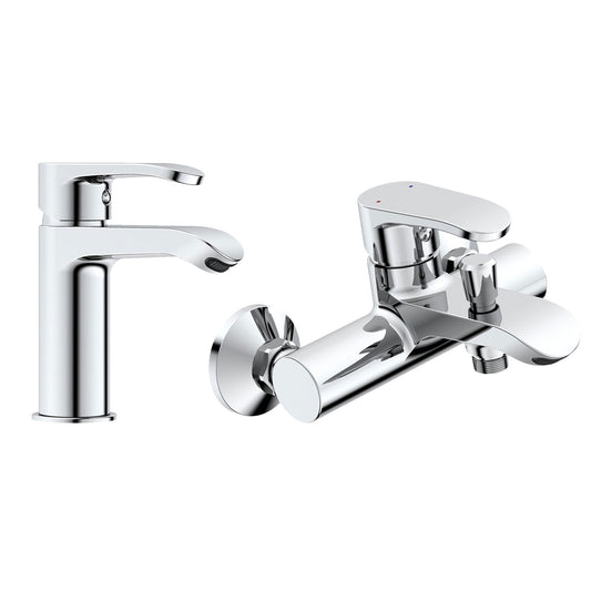 Set baterii baie Pyramis Smartline SALT, lavoar, cada si dus, alama (bronz), finisaj cromat, cartus cu disc ceramic - EpicHome.ro