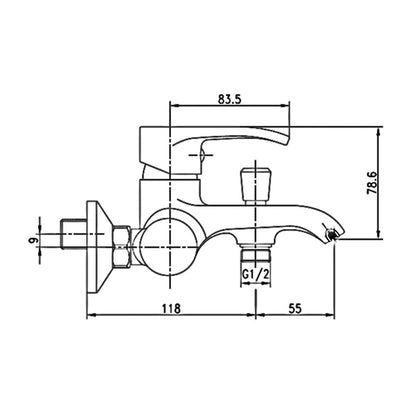 Set baterii baie Pyramis Smartline SALT, lavoar, cada si dus, alama (bronz), finisaj cromat, cartus cu disc ceramic - EpicHome.ro