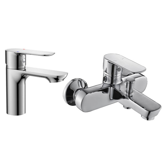 Set baterii baie Pyramis Smartline VENT, lavoar, cada si dus, alama (bronz), finisaj cromat, cartus cu disc ceramic - EpicHome.ro