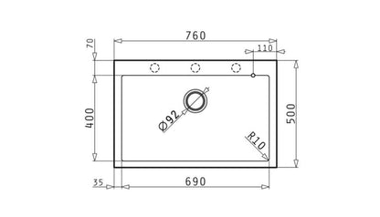 Set chiuveta granit Pyramis ISTROS 76x50cm si suport multifunctional ROLL UP - EpicHome