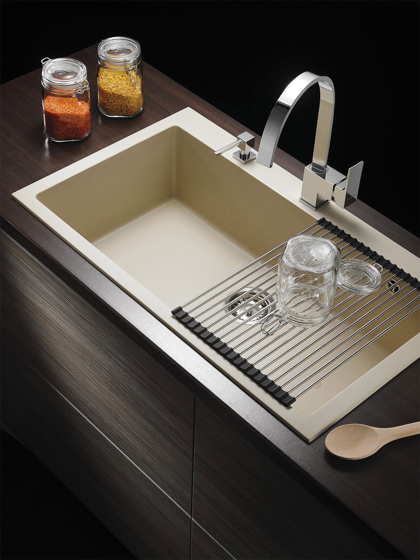 Set chiuveta granit Pyramis ISTROS 76x50cm si suport multifunctional ROLL UP - EpicHome