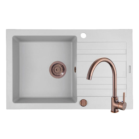 Set chiuveta granit Pyramis NAXOS 79x50cm si baterie ECO BELLO Copper - EpicHome