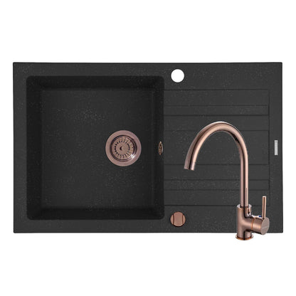 Set chiuveta granit Pyramis NAXOS 79x50cm si baterie ECO BELLO Copper - EpicHome