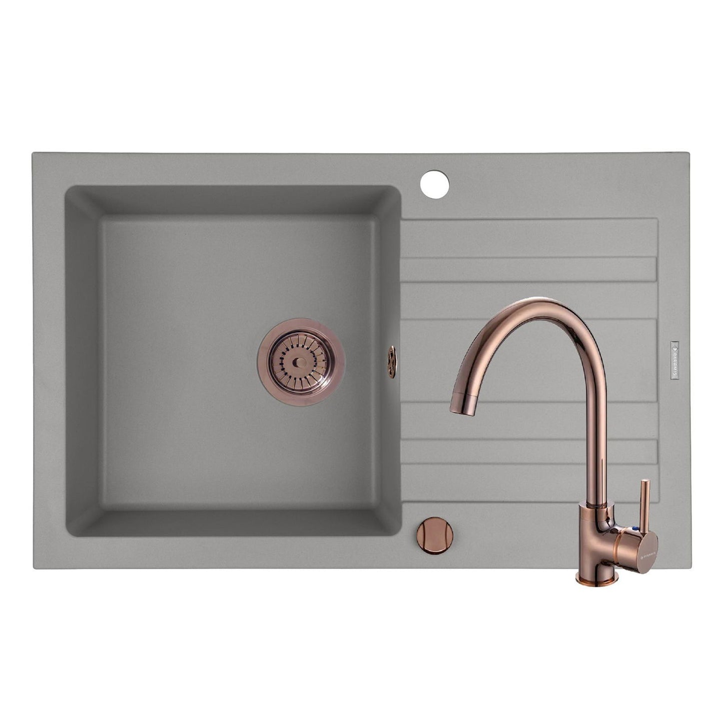 Set chiuveta granit Pyramis NAXOS 79x50cm si baterie ECO BELLO Copper - EpicHome