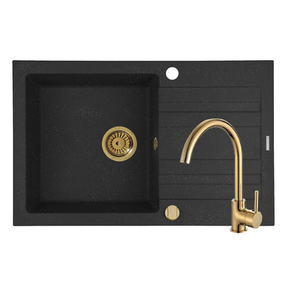 Set chiuveta granit Pyramis NAXOS 79x50cm si baterie ECO BELLO Gold - EpicHome