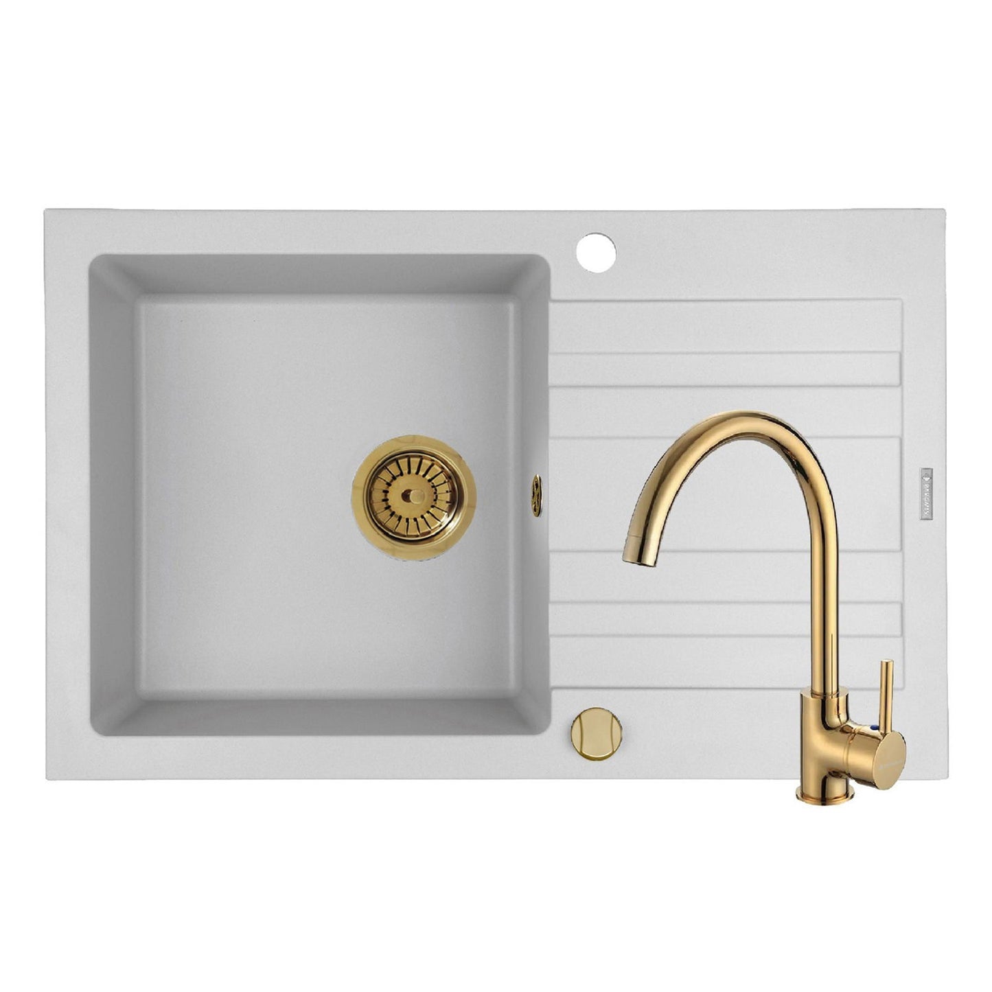 Set chiuveta granit Pyramis NAXOS 79x50cm si baterie ECO BELLO Gold - EpicHome