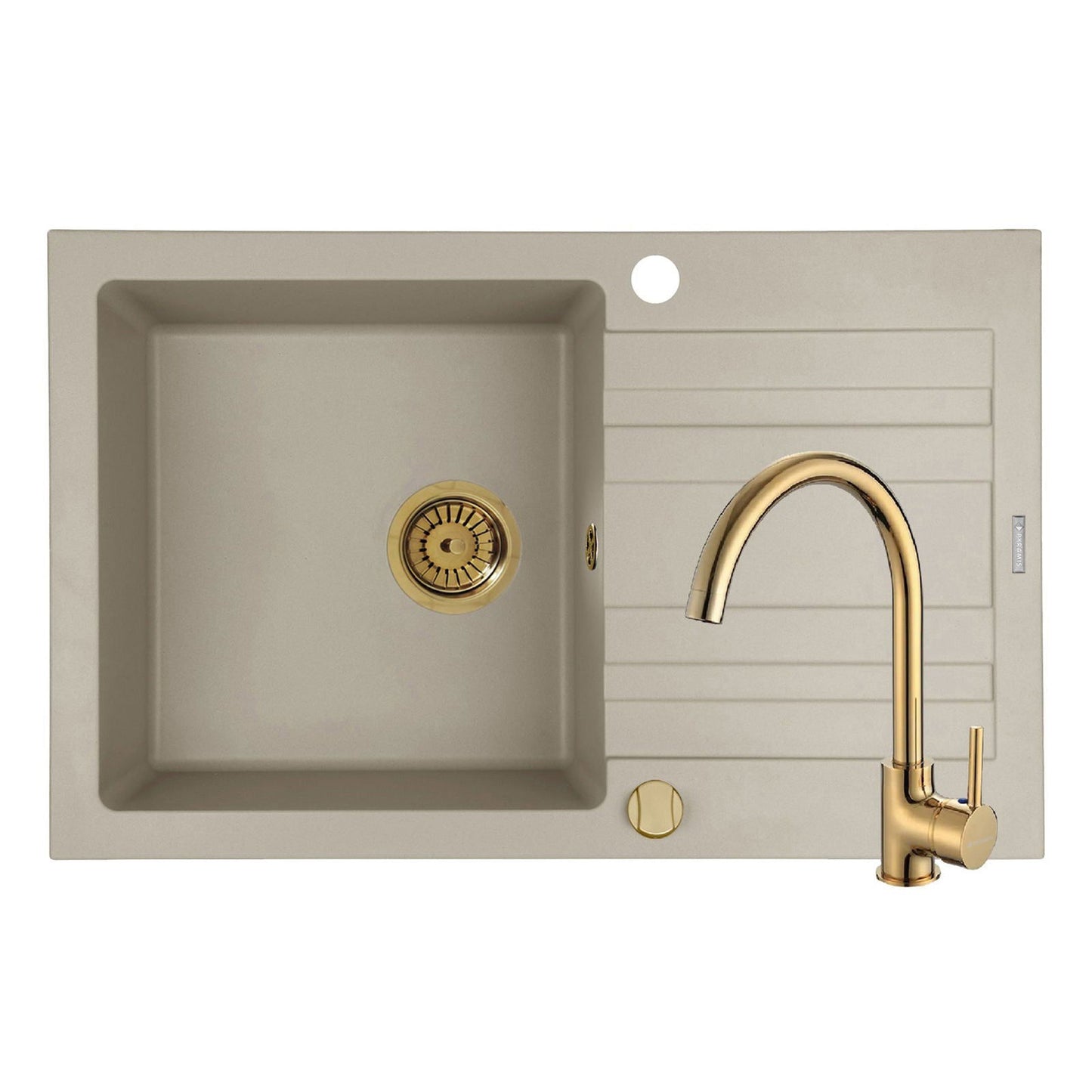Set chiuveta granit Pyramis NAXOS 79x50cm si baterie ECO BELLO Gold - EpicHome