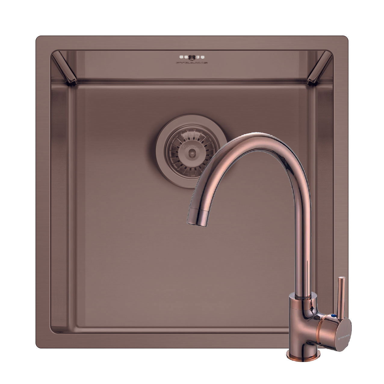 Set chiuveta patrata din inox Pyramis ASTRIS COLORA 40x40cm si baterie ECO BELLO - EpicHome.ro