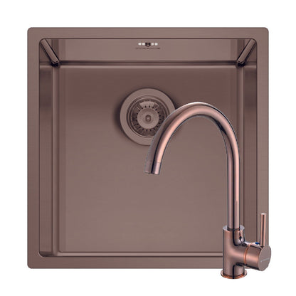 Set chiuveta patrata din inox Pyramis ASTRIS COLORA 40x40cm si baterie ECO BELLO - EpicHome.ro