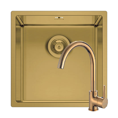 Set chiuveta patrata din inox Pyramis ASTRIS COLORA 40x40cm si baterie ECO BELLO - EpicHome.ro