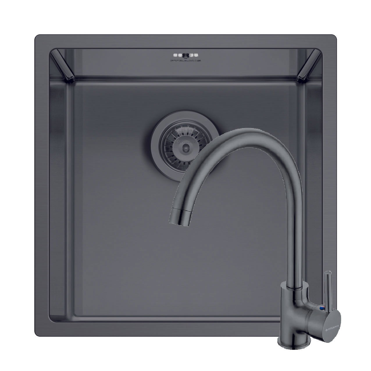 Set chiuveta patrata din inox Pyramis ASTRIS COLORA 40x40cm si baterie ECO BELLO - EpicHome.ro