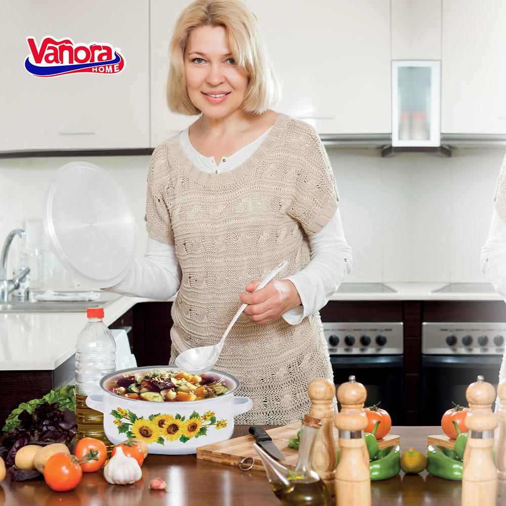 Set vase de gatit 10 piese emailat Sun Flower, Vanora Home - EpicHome