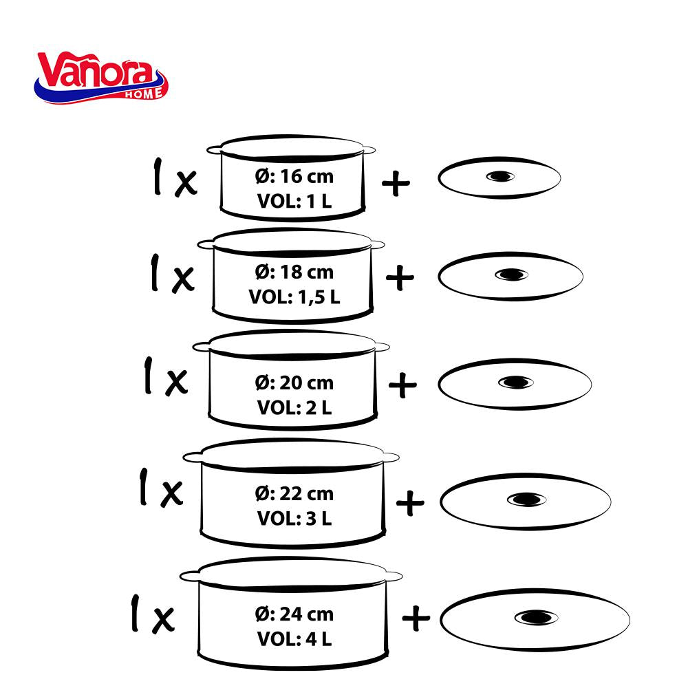 Set vase de gatit 10 piese emailat Sun Flower, Vanora Home - EpicHome