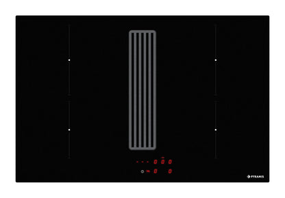 Ansamblu down air Pyramis ABYSSO, 580m³/h, Clasa A, plita inductie, 78cm, 4 zone de gatit, Power Management, Black Glass - EpicHome.ro